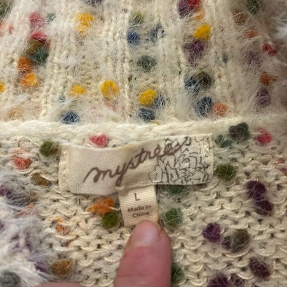 Mystree women’s soft white multicolored‎ polyester sweater - Picture 2 of 4